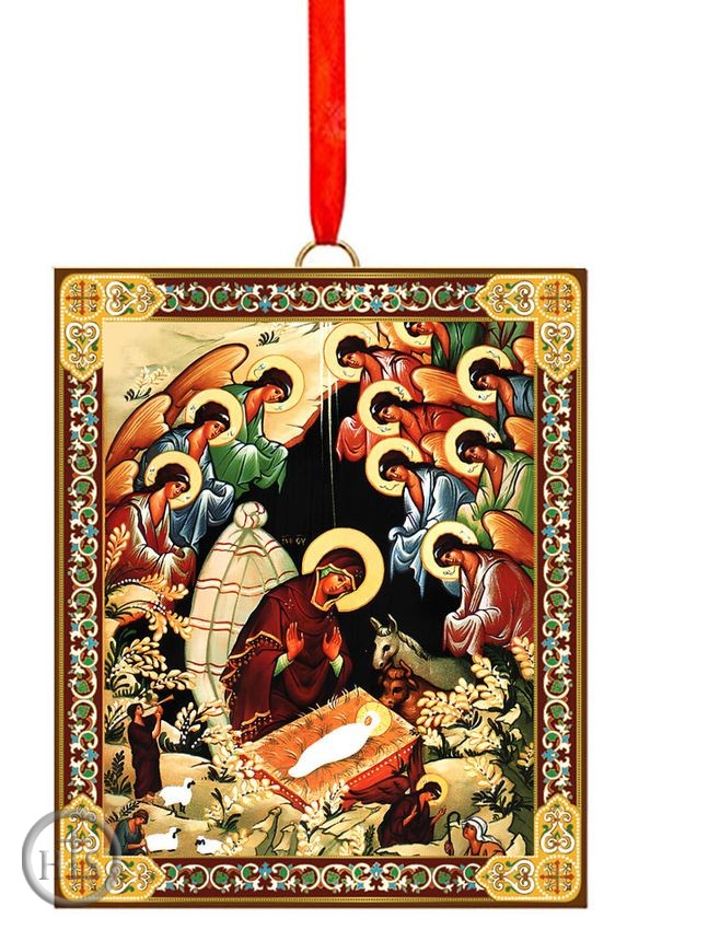HolyTrinityStore Image - The Nativity, 2 Sided Wooden Icon Ornament