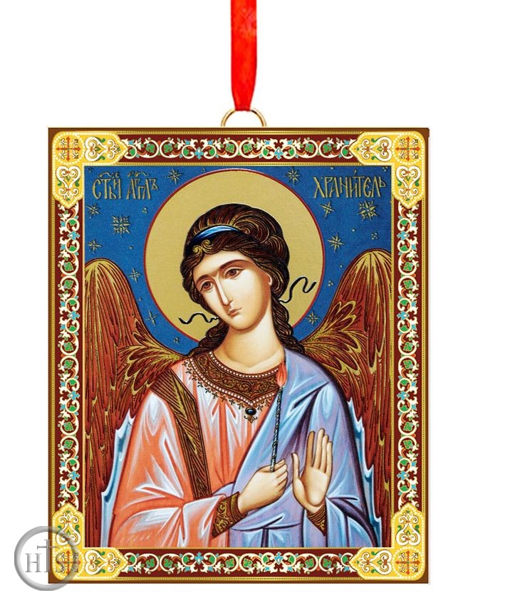 Product Photo - Guardian Angel, 2 Sided Wooden Icon Ornament