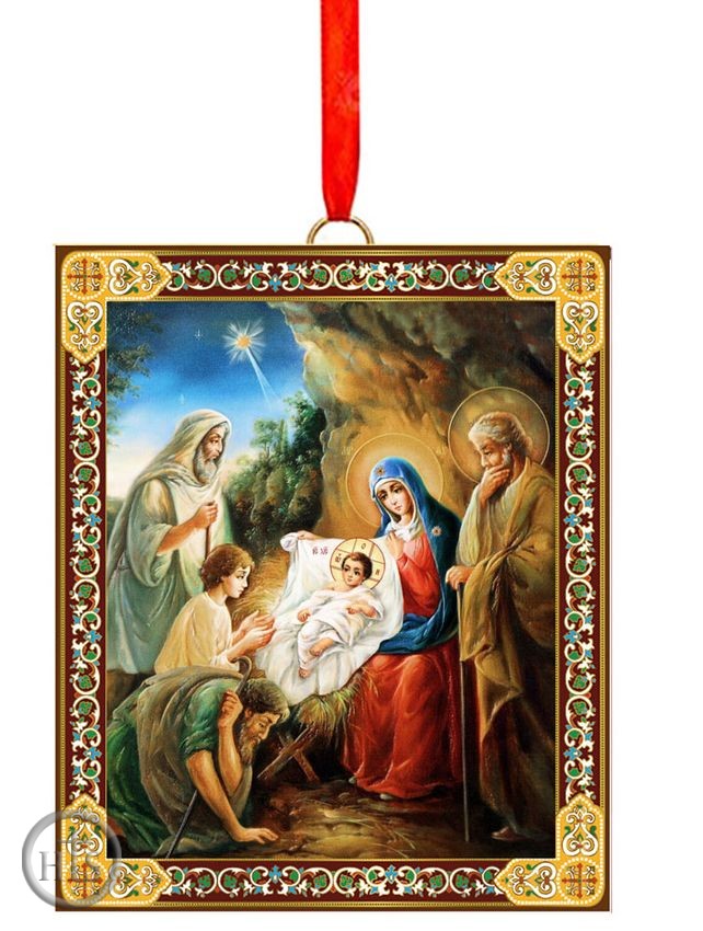 HolyTrinityStore Image - The Nativity, 2 Sided Wooden Icon Ornament