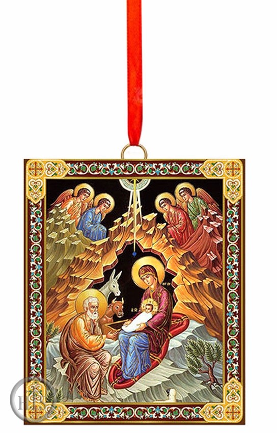 Product Picture - The Nativity, 2 Sided Wooden Icon Ornament