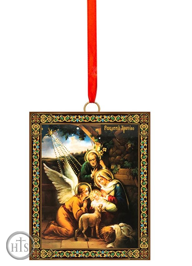 Product Picture - The Nativity, 2 Sided Wooden Icon Ornament