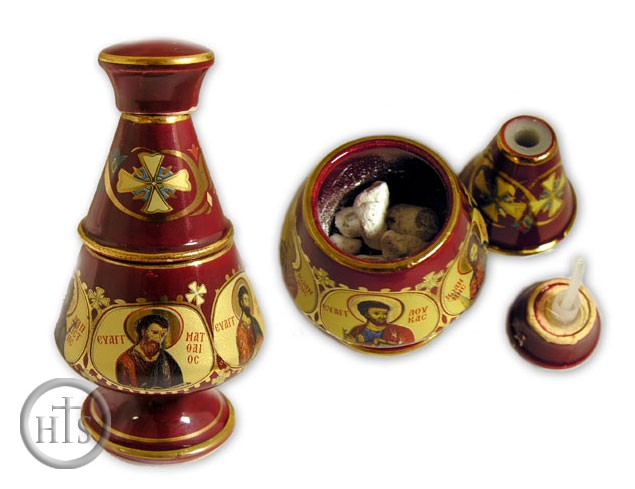 Product Image - Oil / Incense Ceramic Holder with Icons, Red