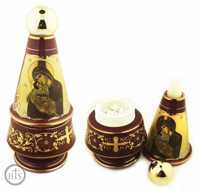 Image - Ceramic Incense Container and Holy Water Bottle
