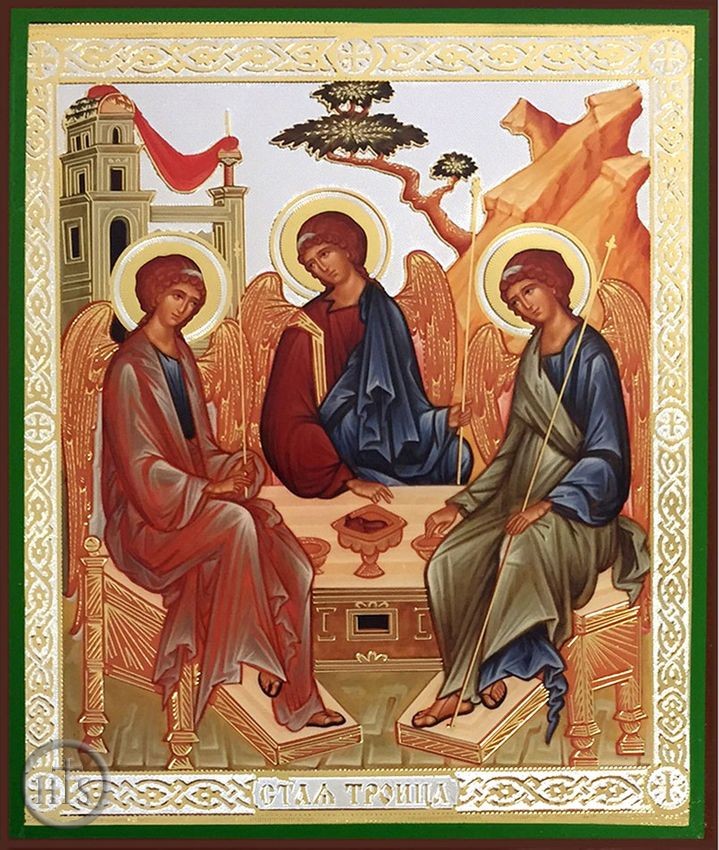Picture - Old Testament Trinity, Orthodox Icon, Gold & Silver Foil