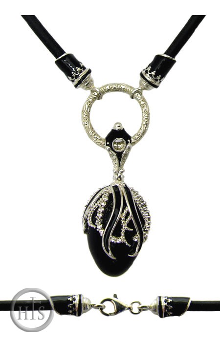 Product Image - Egg Pendant with Onyx Stone and Cable Chain