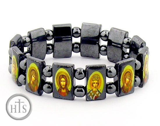 Picture - Orthodox Icon  Bracelet Christ / Virgin Mary / St Nicholas 