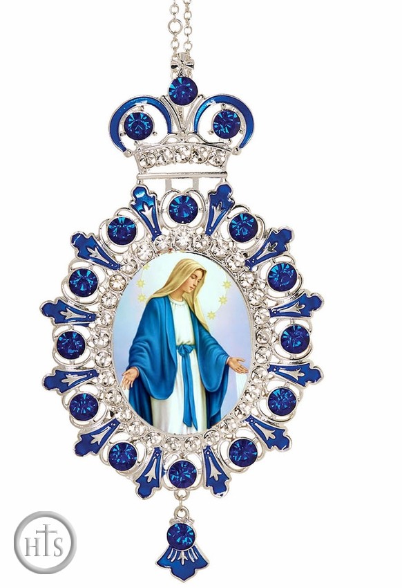 HolyTrinity Pic - Our Lady of Grace, Jeweled  Icon Ornament with Chain