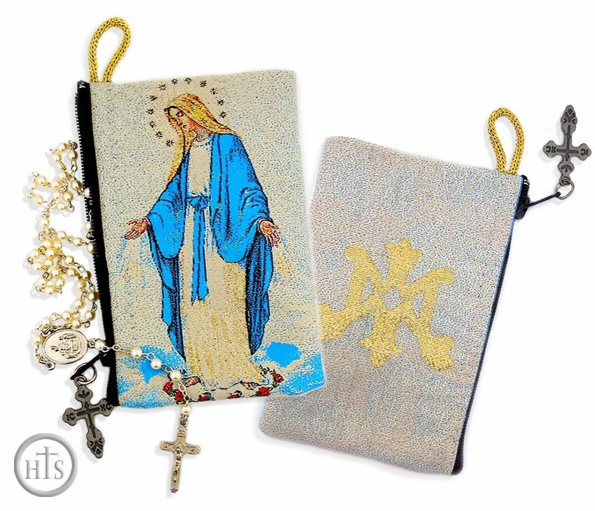 HolyTrinityStore Photo - Our Lady of Grace, Blessed Virgin Mary,  Rosary Pouch Case