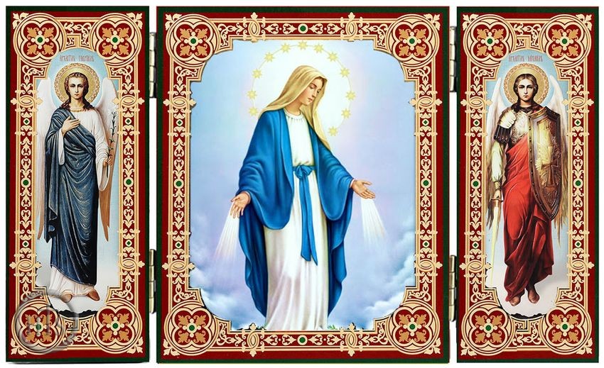 HolyTrinity Pic - Our Lady of Grace, Icon Triptych with Arch. Michael and Gabriel
