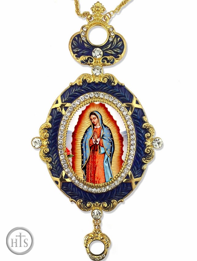 HolyTrinity Pic - Our Lady of Guadalupe, Blue Enameled Icon Ornament