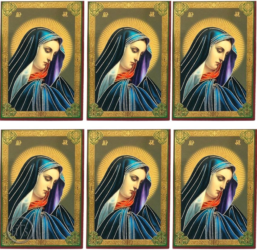 Product Picture - Virgin Mary of Sorrows, Set of 6 Gold Foiled Prayer Cards