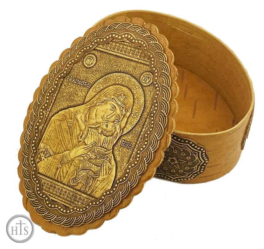 HolyTrinity Pic - Oval Birch Box with Icon Virgin Mary 