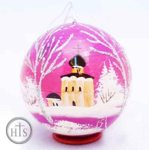 HolyTrinity Pic - Open Up Hand Painted Wooden Ball,  Christmas Ornament 