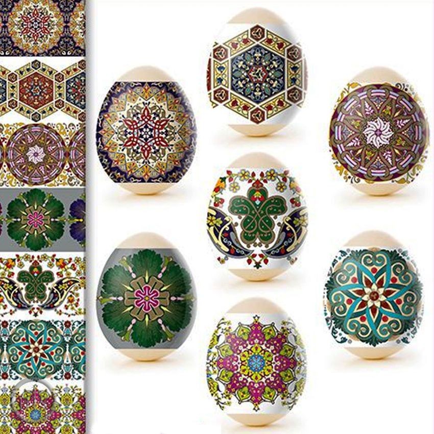 Pic - Pascha Egg Wraps  Traditional Ukrainian Slavic Geometric and Floral Designs