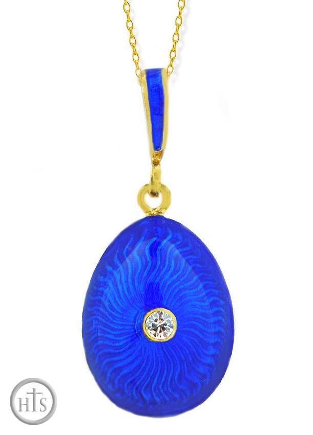 HolyTrinity Pic - Faberge Style Egg Pendant, Sterling Silver 925, Gold Plated, Hand Enameled