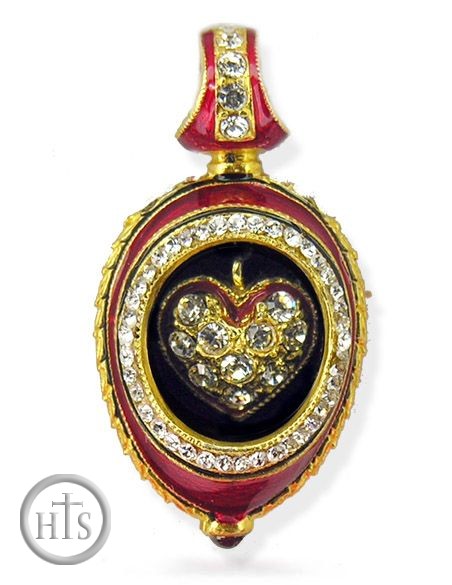 Pic - Egg Pendant  with Movable Diamond Heart  