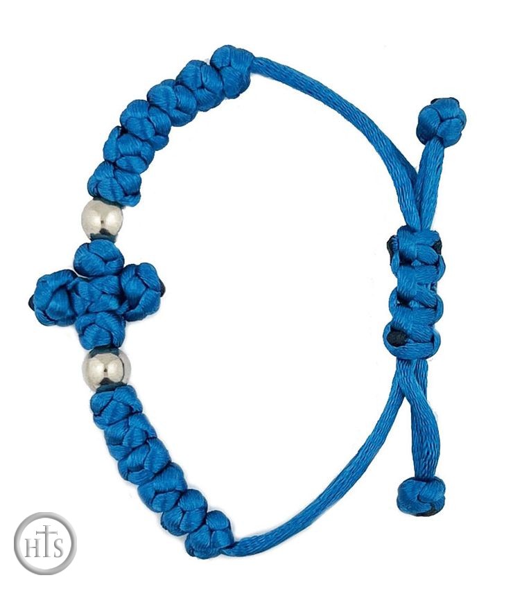 Picture - Prayer Bracelet, Adjustable, Blue 