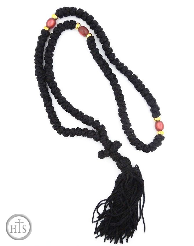 Product Image - 100 Knot Black Prayer Rope with Stones, 16