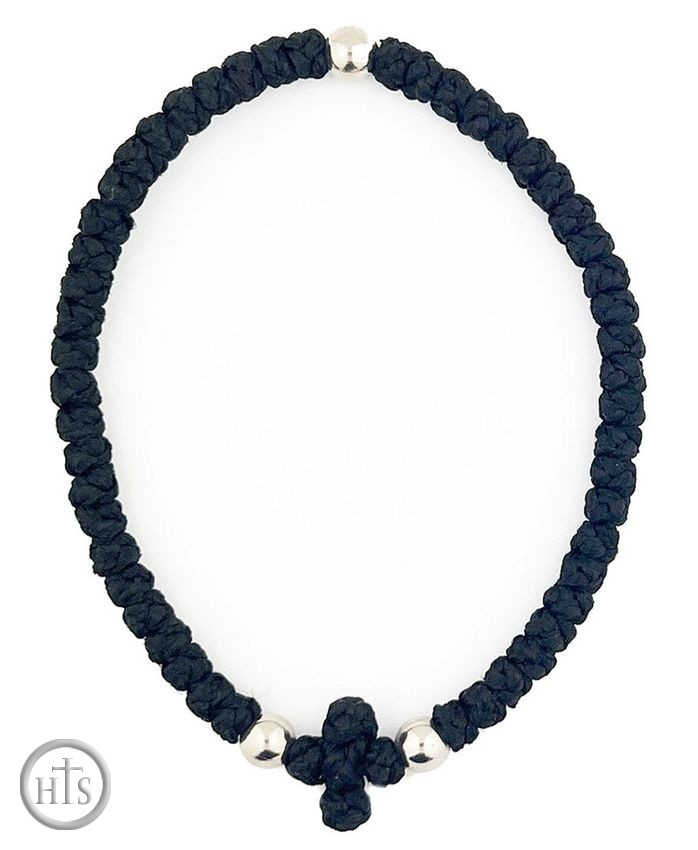 HolyTrinityStore Image - Prayer Rope in Bracelet Style, 50 Knots, Black
