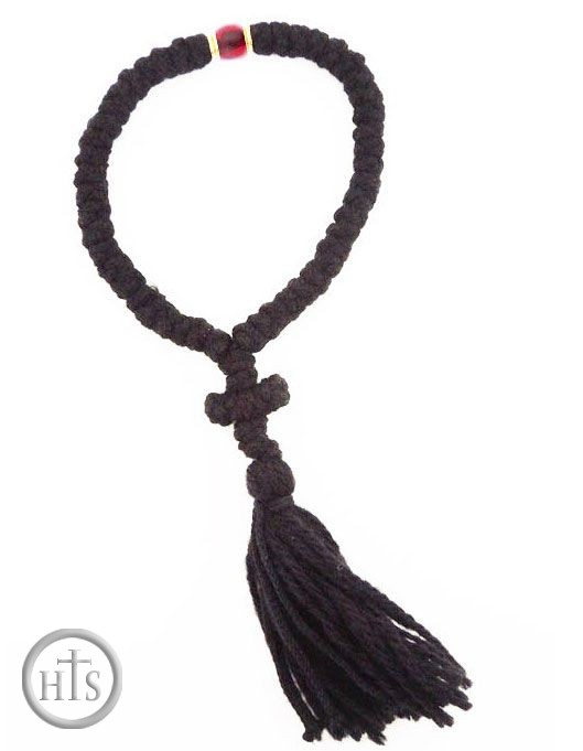 Product Pic - 50 Knot Flush Black Prayer Rope from Greece