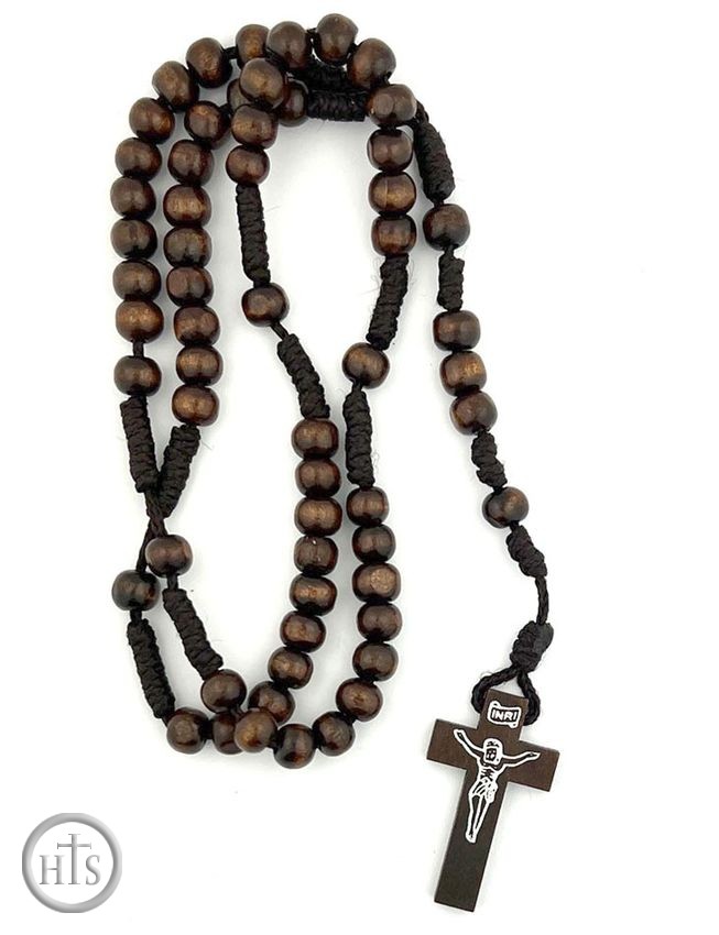 Picture - Prayer Rope with Dark Olive Rosary Beads and Cross