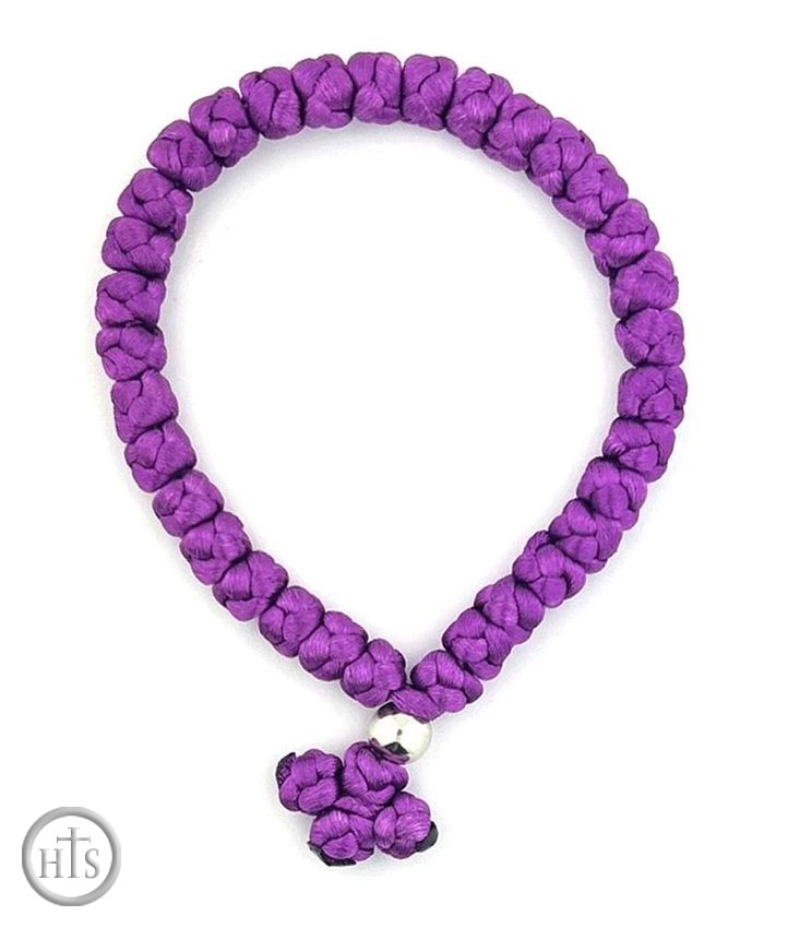 Photo - Prayer Rope with Cross, 33 Knots, Purple