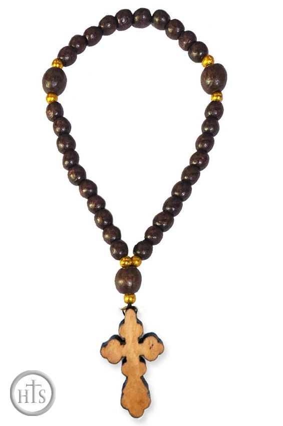HolyTrinityStore Photo - Russian Wooden Prayer Beads Rope, 30 Knots