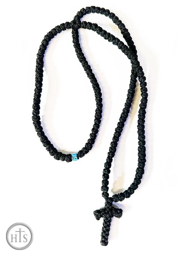 Product Image - Flush Prayer Rope with Cross, 150 Knots, Black