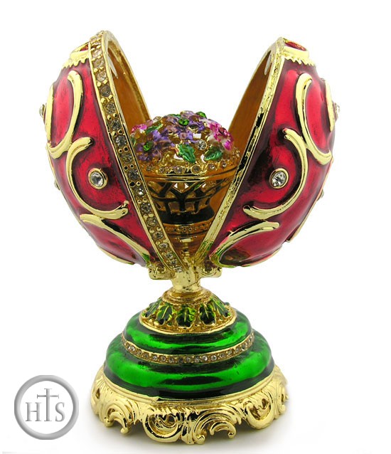 Product Picture - Faberge Style Presentation  Egg With Surprise, Red
