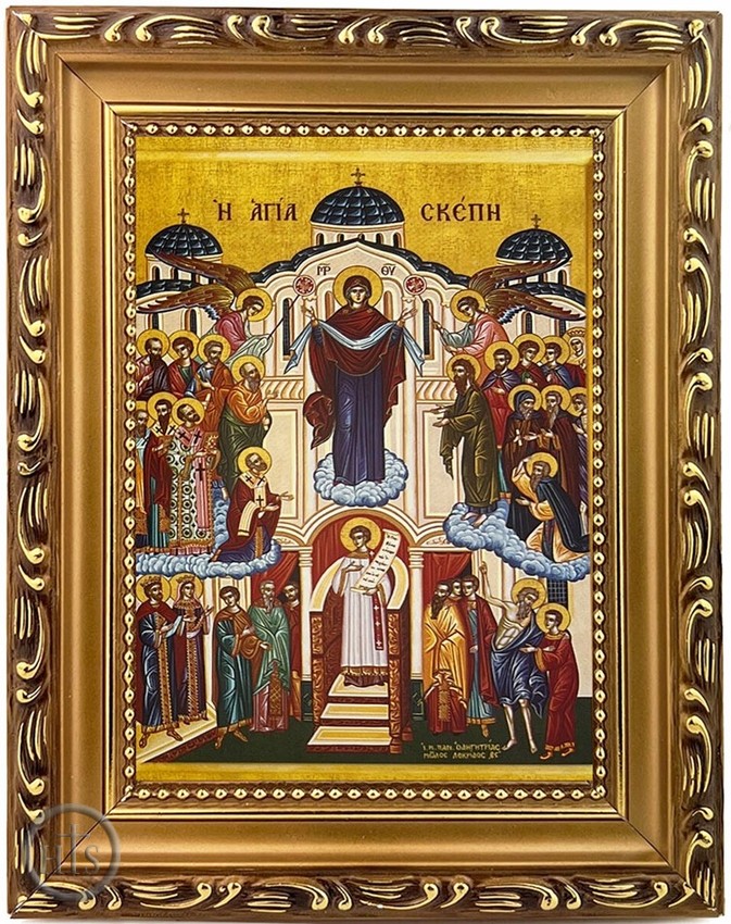 Product Photo - Presentation of The Christ and Protection of Virgin Mary, Framed Greek Icon