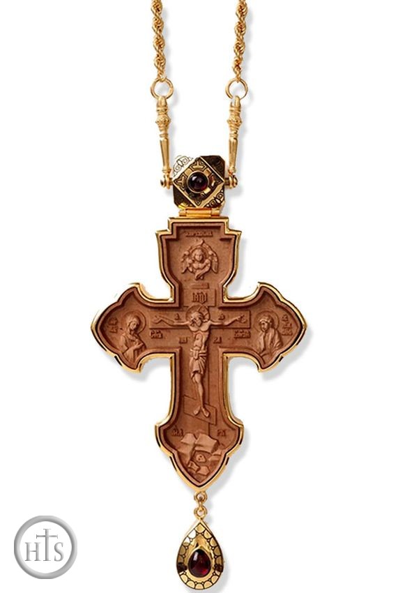 Product Picture - Large Priest Pectoral  Cross with Chain, Silver 925 / Gold Plated