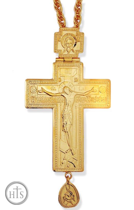 Image - Priest Pectoral Large Cross With Chain, Gold Gilded