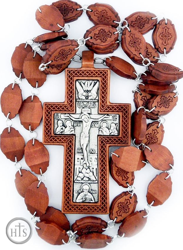Photo - Priest Wooden Pectoral Cross, Oak Wood  & Silver Plate with Chain