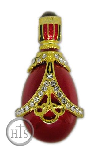Product Image - Red Coral Sterling Silver w/Gold Pendant Egg
