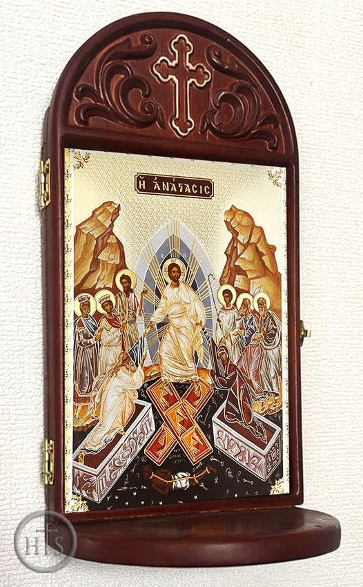 Product Picture - The Resurrection, Christ's Descent Into Hell, Wooden Shrine With Shelf 