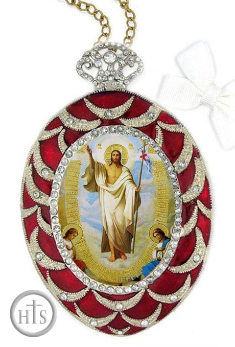 Image - Resurrection of Christ, Framed Icon Ornament with Chain