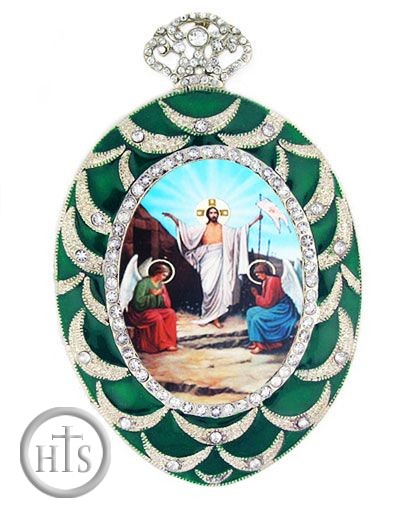 HolyTrinityStore Image - Resurrection of Christ, Framed Icon Ornament with Chain