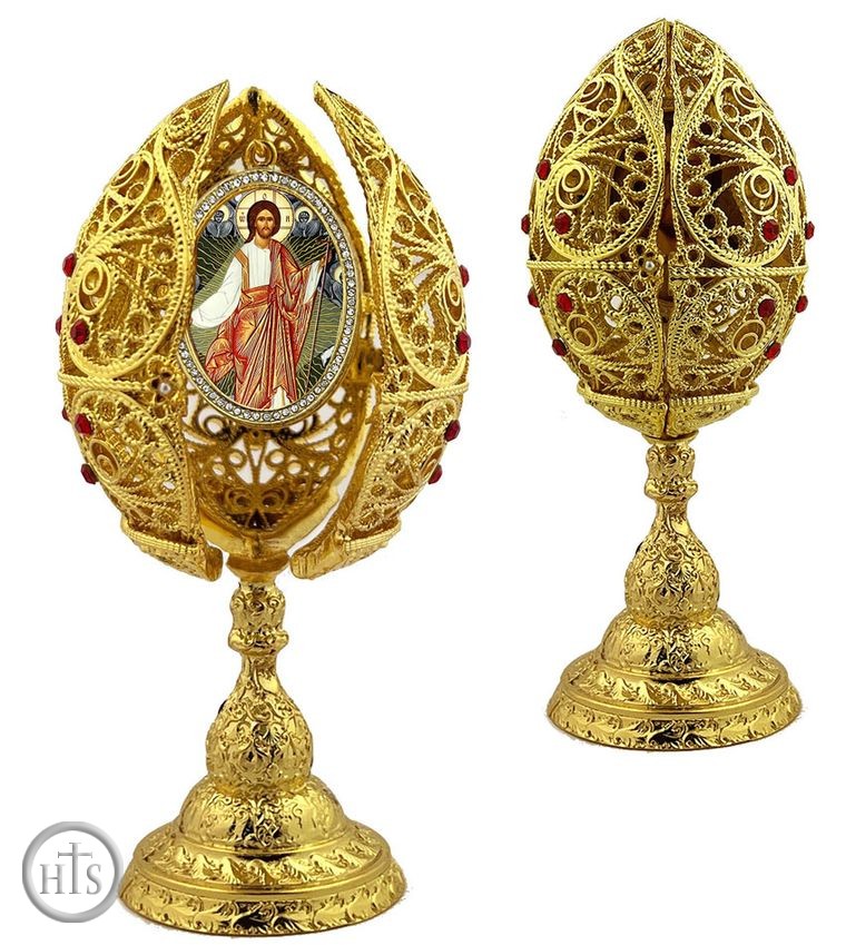HolyTrinityStore Photo - The Resurrection, Filigree Style Icon Egg, 6