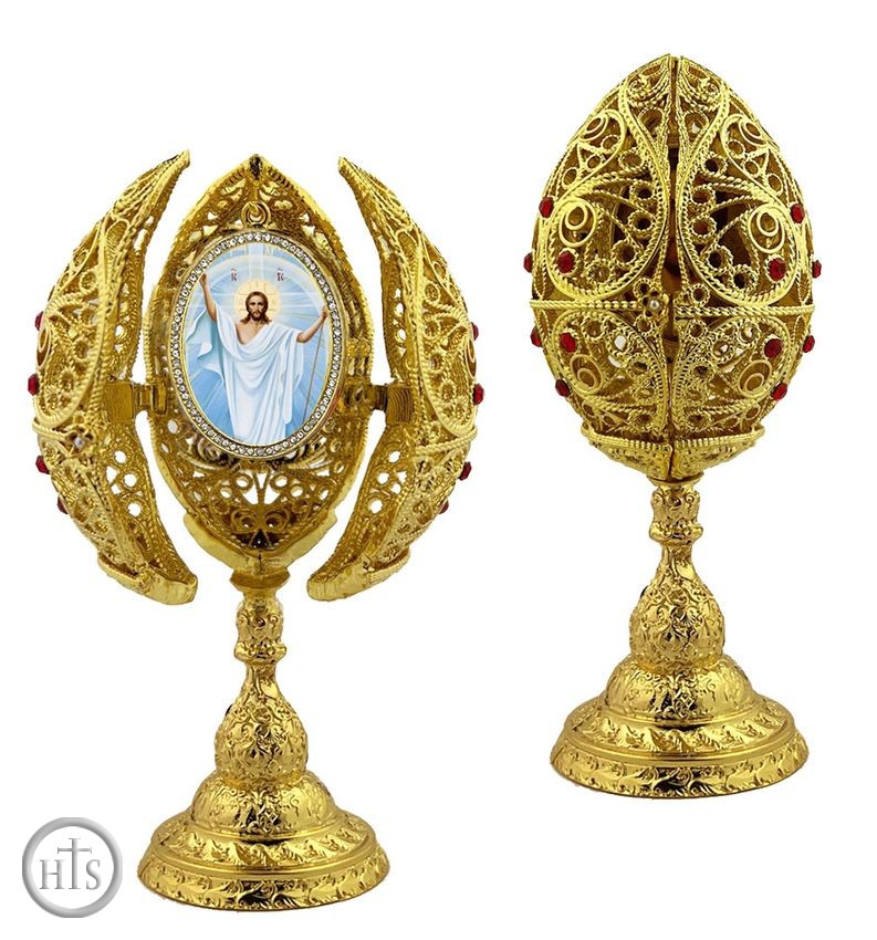 HolyTrinityStore Picture - The Resurrection, Filigree Style Icon Egg, 6