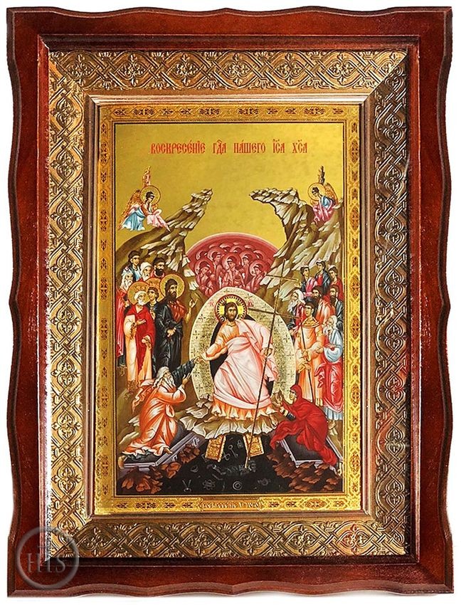 HolyTrinity Pic - Resurrection of Christ, Orthodox Christian Icon in Wooden Kiot