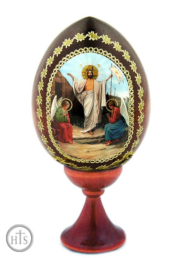 HolyTrinityStore Photo - Resurrection of Christ, Decoupage Icon Egg with Stand
