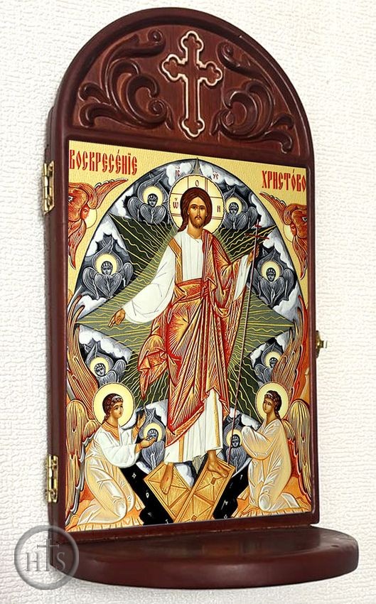 Image - Resurrection of Christ Wooden Shrine With Shelf 