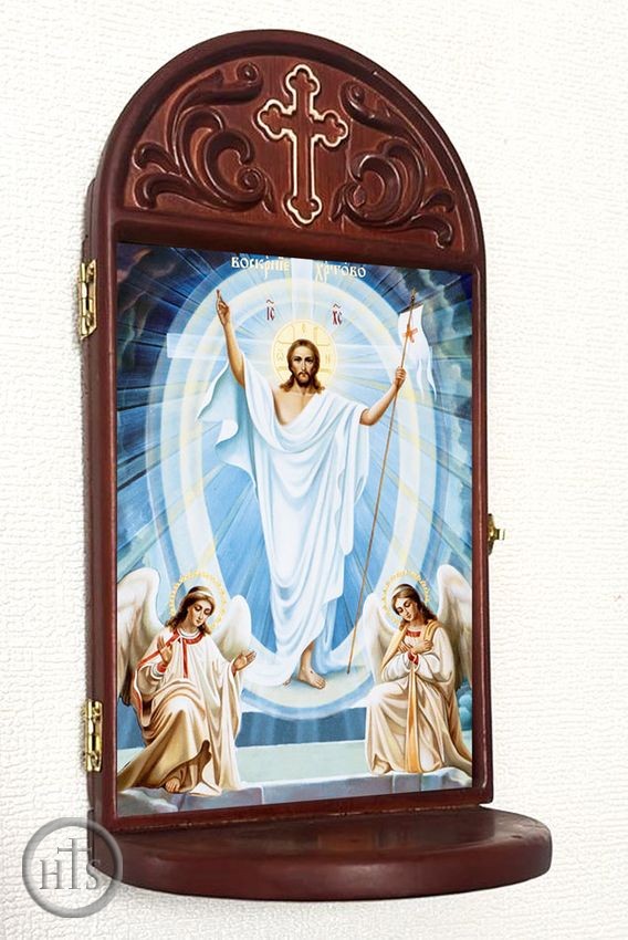 Product Photo - Resurrection of Christ Wooden Shrine With Shelf 