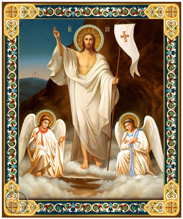 Product Picture - Resurrection of Christ with Angels, Gold Foil Orthodox Mini Icon