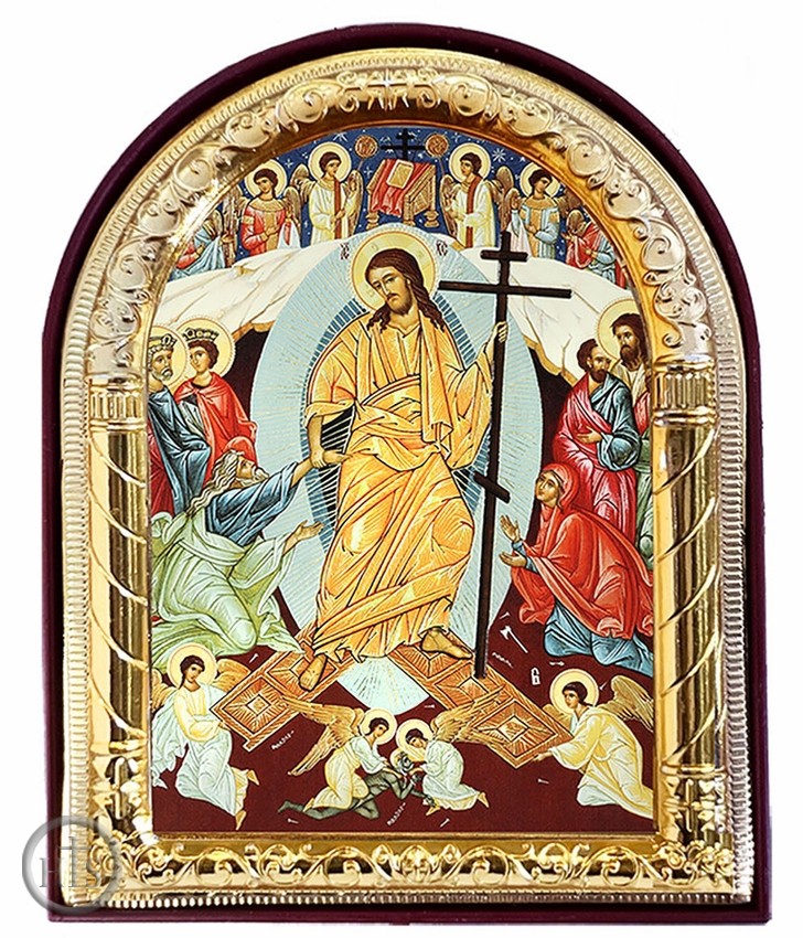 Product Photo - Resurrection of Christ, Arched Orthodox Icon with Stand