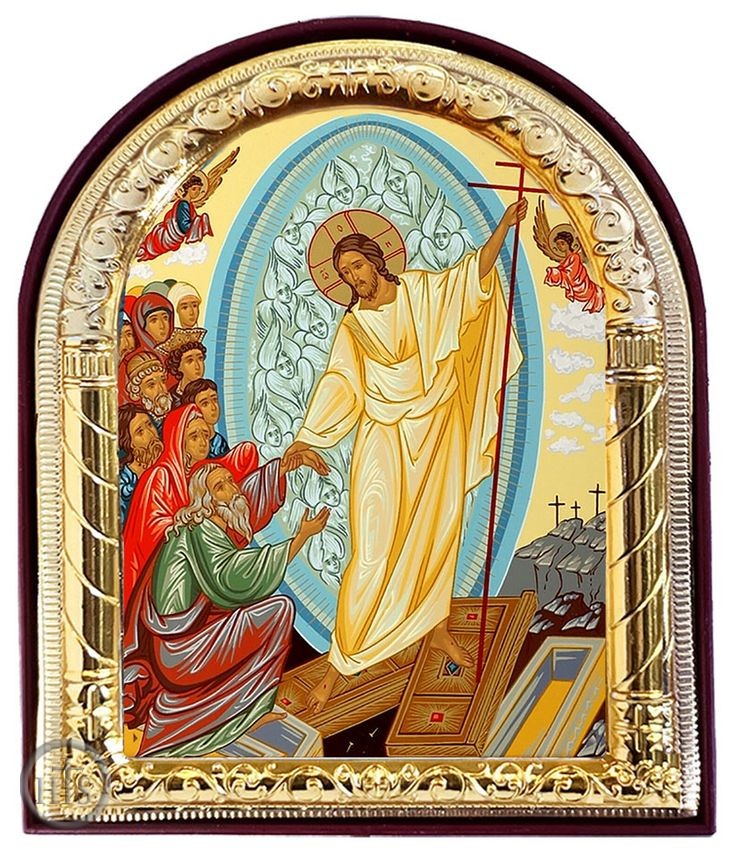 Photo - Resurrection of Christ, Arched Orthodox Icon with Stand