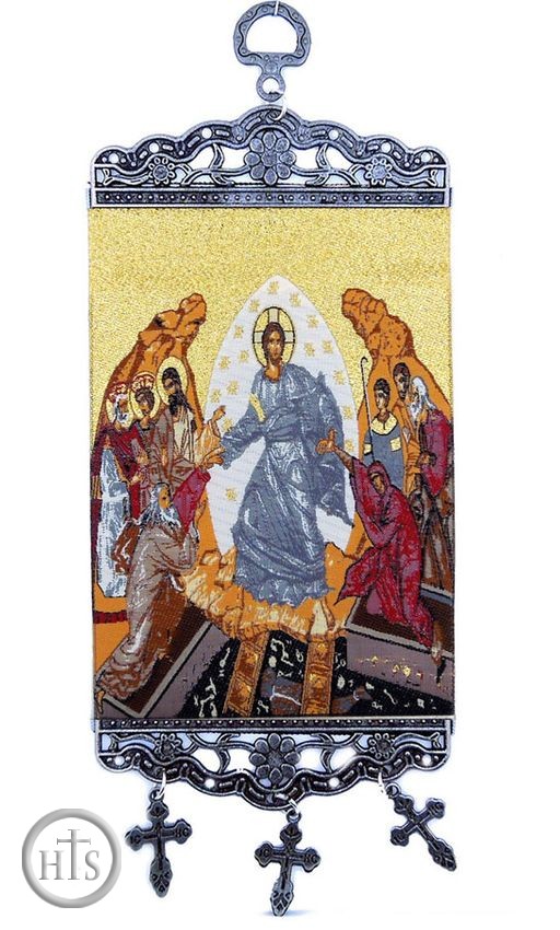 Pic - Resurrection of Christ, Textile Art  Tapestry Icon Banner, ~10