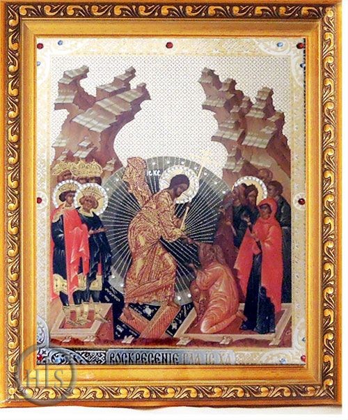 HolyTrinityStore Photo - Resurrection of Christ, Orthodox Christian Framed Icon  With Glass & Crystals