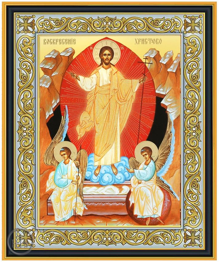 HolyTrinityStore Photo - Resurrection of Christ Byzantine Style Framed Icon with Stand