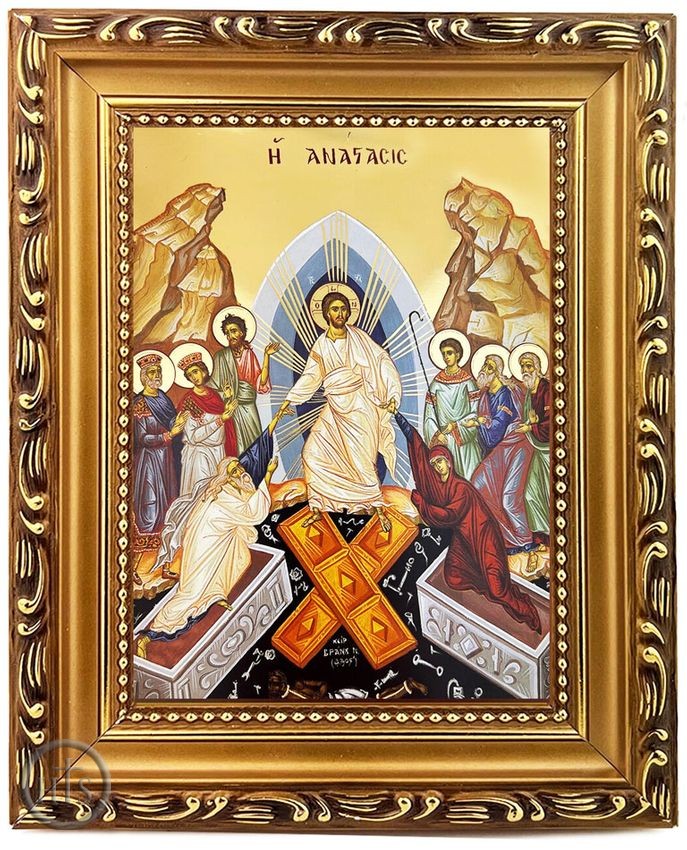 Picture - Resurrection of Christ - Descent Into Hell, Framed Icon with Stand